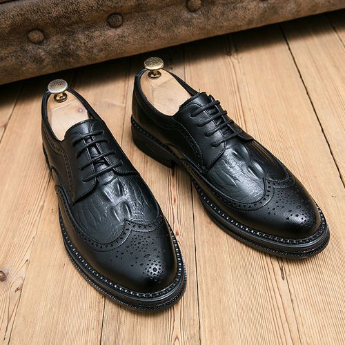 Italian Luxury Quality Men's Lace Up Brogue Oxfords Men Casual Shoes For Men Business Shoes Leather Formal Shoes Black