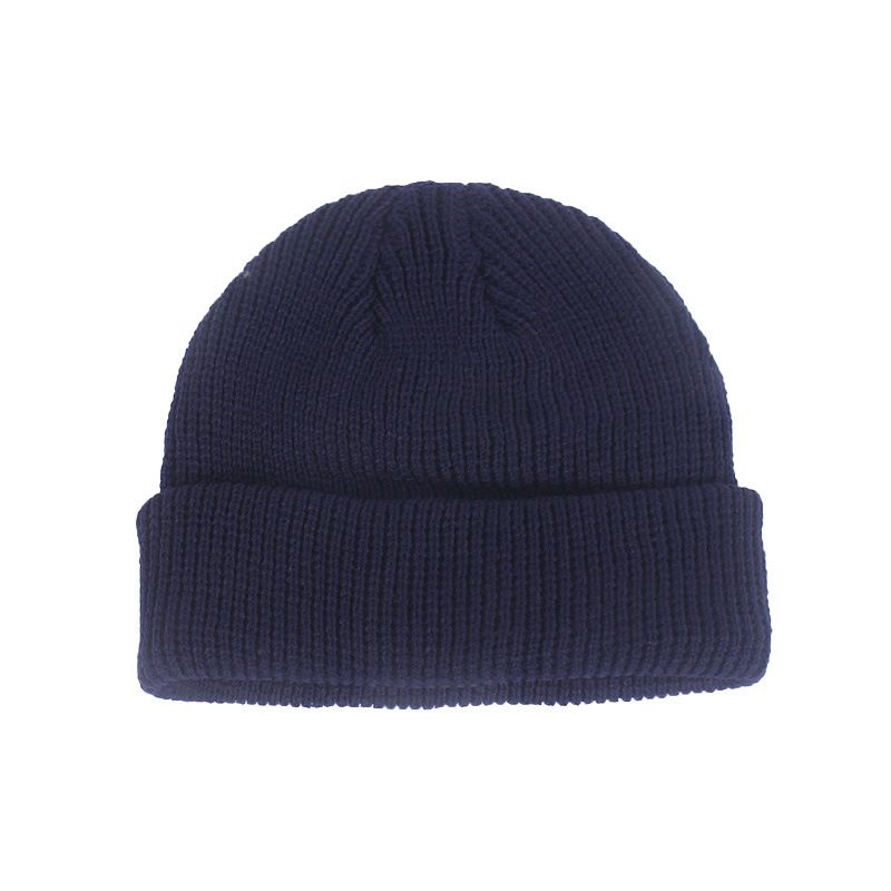 (navy Blue)Winter Hats For Unisex New Beanies Knitted Solid Fluorescent  Caps Warmer Casual Be XXA