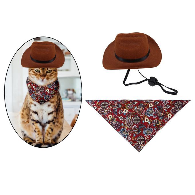 Pet Cowboy Hat Universal Funny Western Caps Adjustable Accs Red Wine M