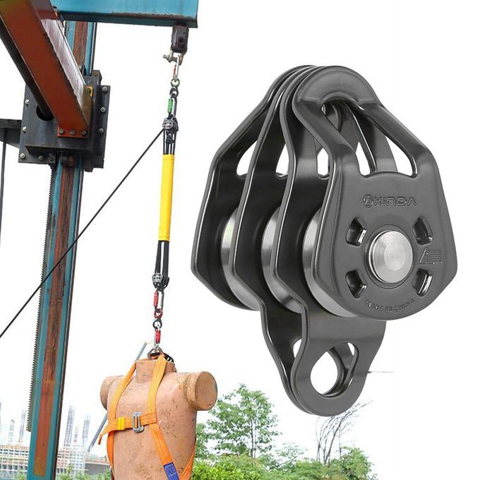 22KN Mountaineering Rock Climbing Zip Line Wire Cable Trolley Black