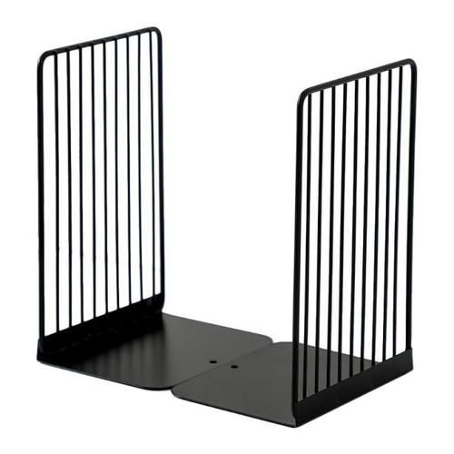 1 Pair Bookends Book Stand Support Simple Iron Desktop Non Slip Rack Shelf Holder Office Magazine Organizer
