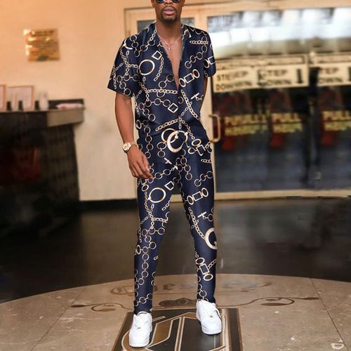 2 In 1 Printed Men Summer Wear - Blue