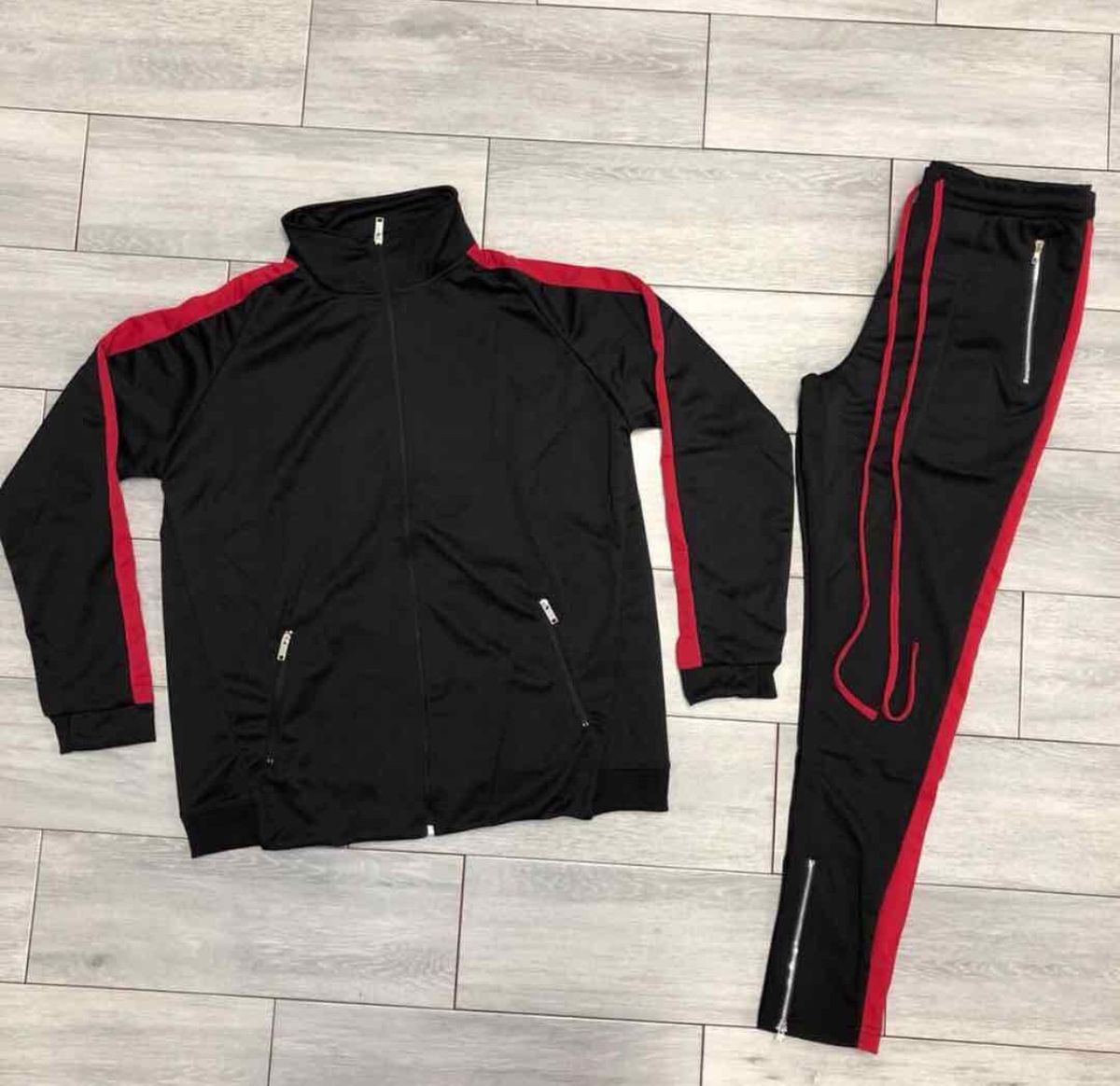 Red Stripes Black Tracksuit And Jogger
