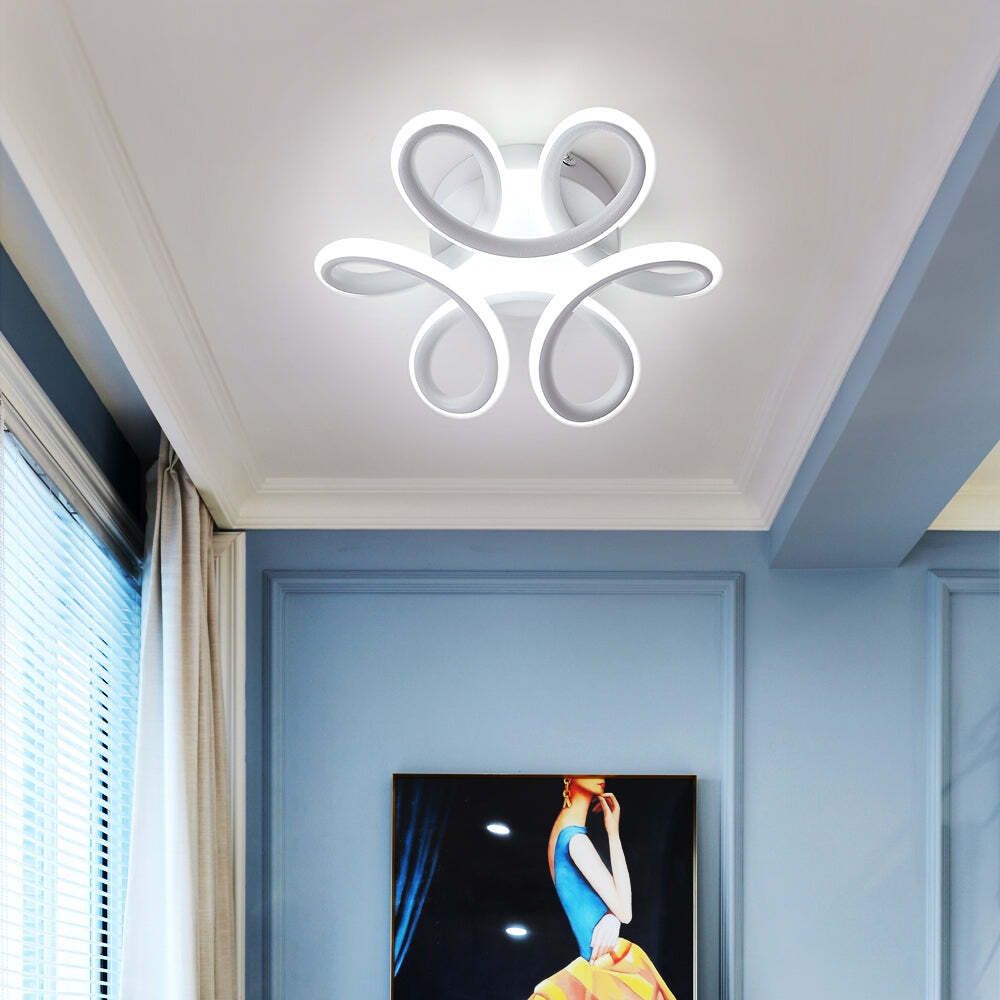 Modern Curved LED Ceiling Light Fixture,Cool White 6000K 30W