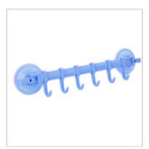Household Towel Rack Suction Cup Wall 6 Hook Bathroom Kitchen Hanger Organizer
