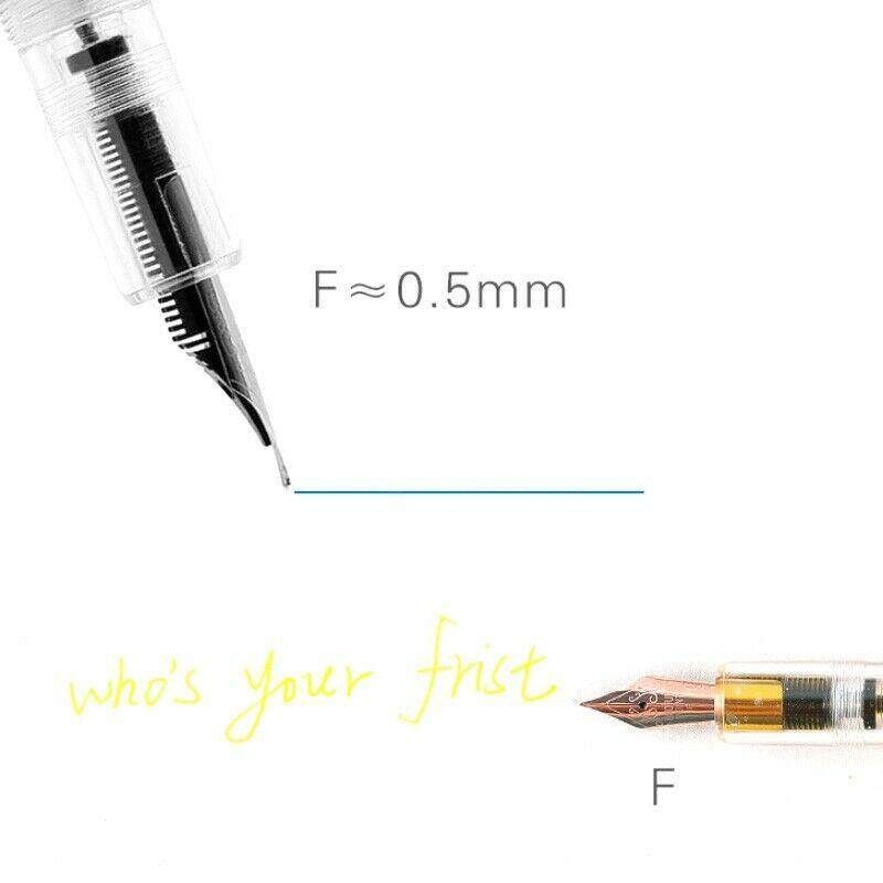 Transparent Clear Eyedropper Fountain Pen Fine Nib 0.5mm Writting Pens Red Qiankun Circle