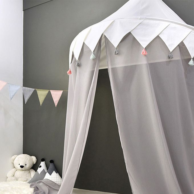 Bed Canopy With Chiffon Curtain, Kids Bedroom Decor Reading Nook 43''