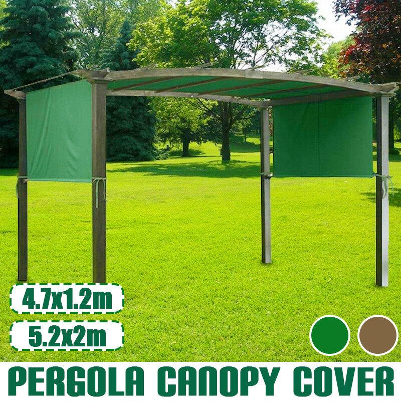 (200g/sqm)2-Layer Patio Pergola Canopy Replacement Cover Gazebo Top Cover Roof Rain Cover Sun-proof UV Blocking Protection Cover For Outdoor Garden Yard Metal Wood Pergola Frame Khaki (4.7x1.2m)