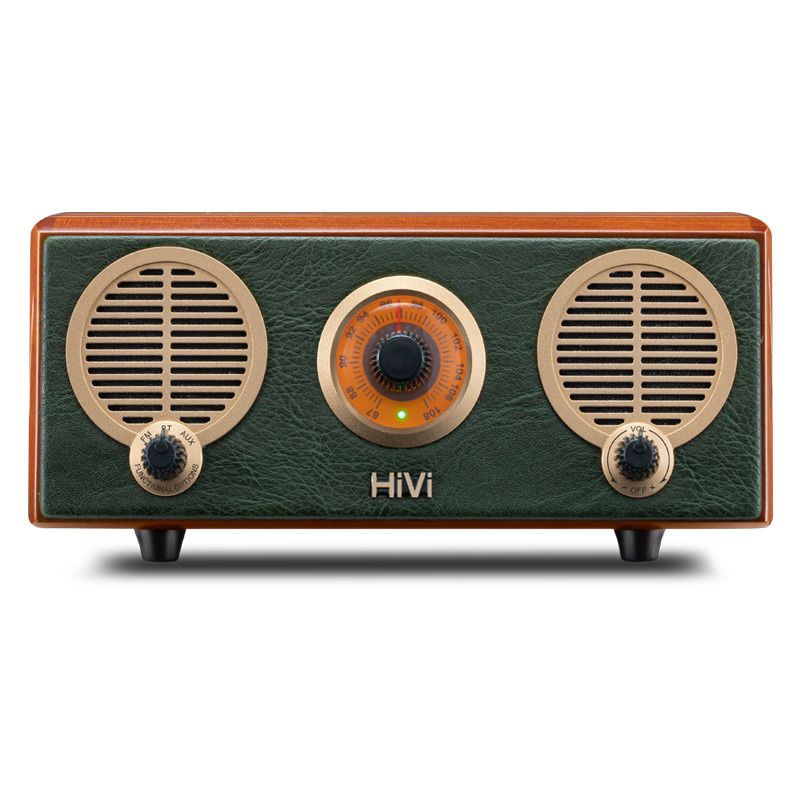 A/HiVi Classical M2R Sonata Log Wireless Bluetooth Active FM Radio Portable Speaker Green