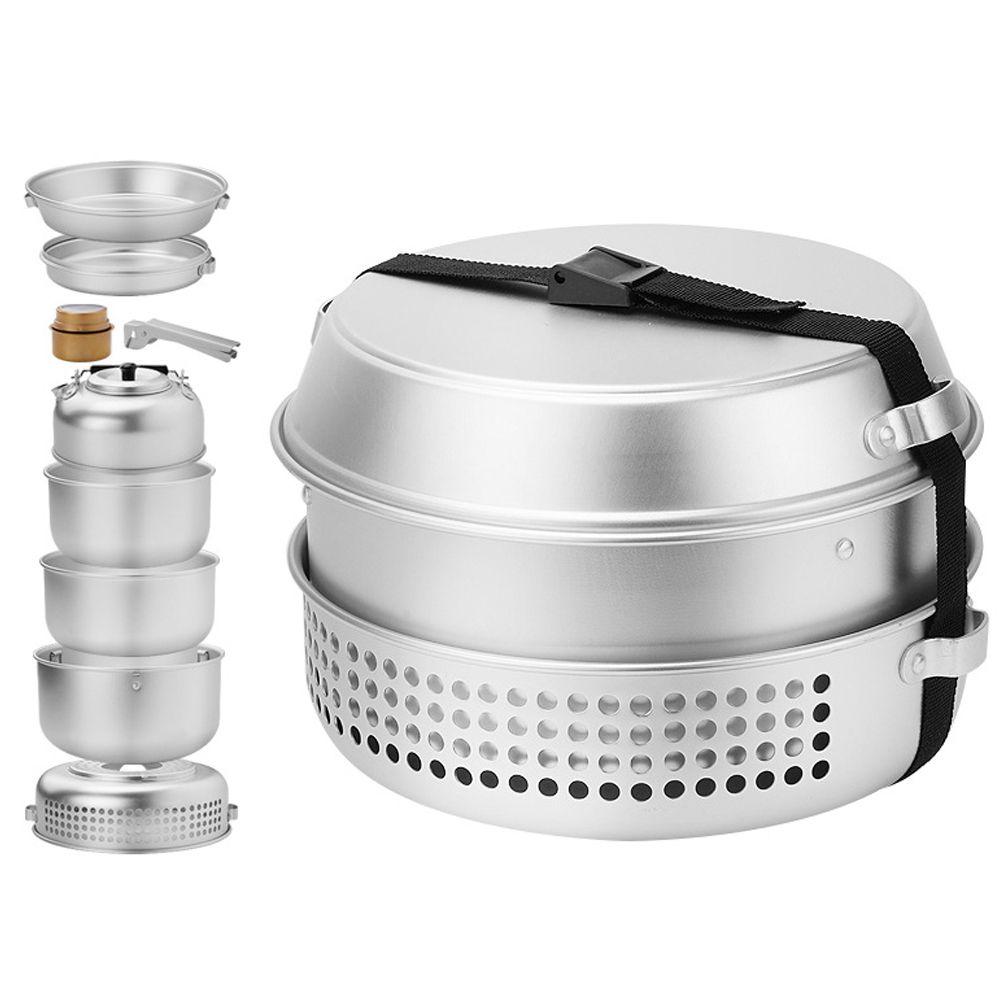 10pcs Camping Stove Kit Camping Pot Pan Stove Set For