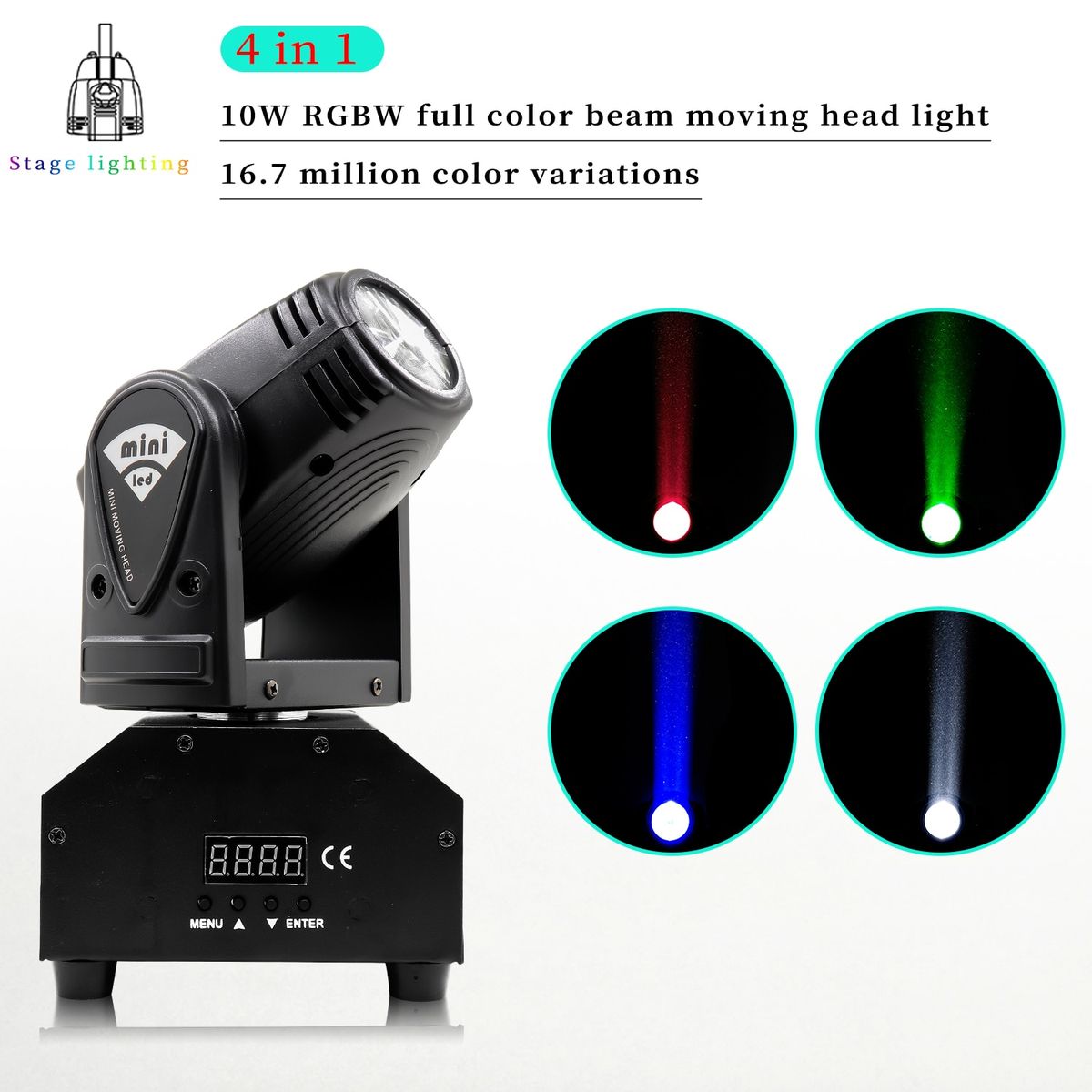 Mini LED 10W Spot Beam Moving Head Light With DMX512 Stage Light Stroboscope For Home