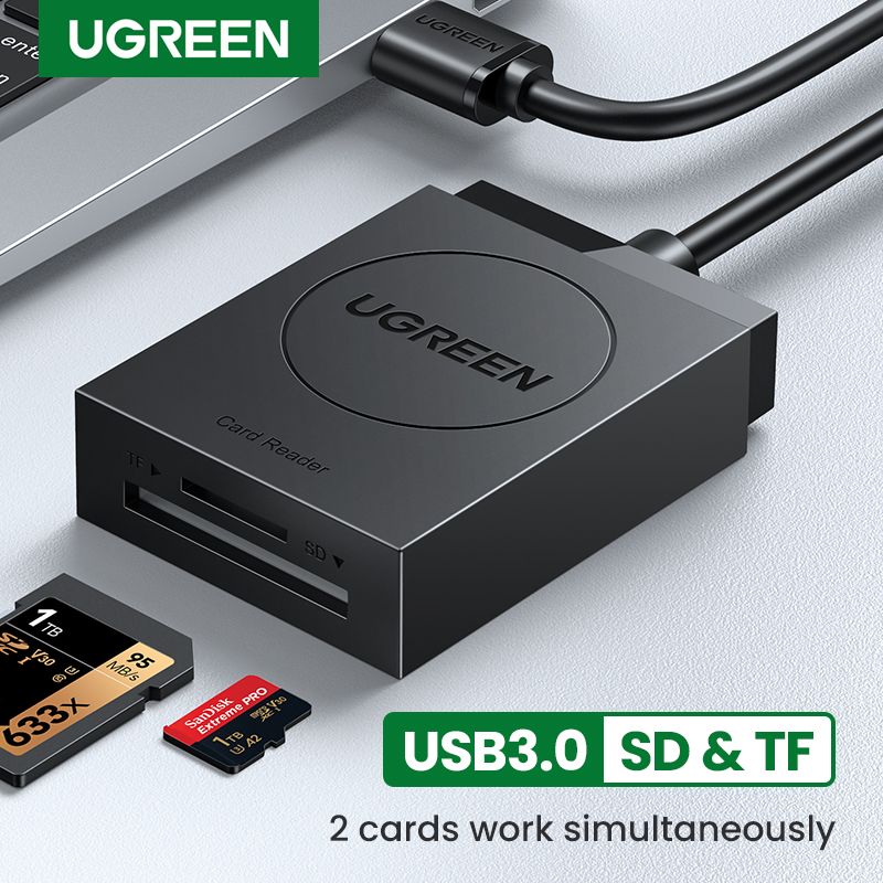 SD Card Reader USB 3.0 2 Slots Flash Memory TF SD Micro SDXC