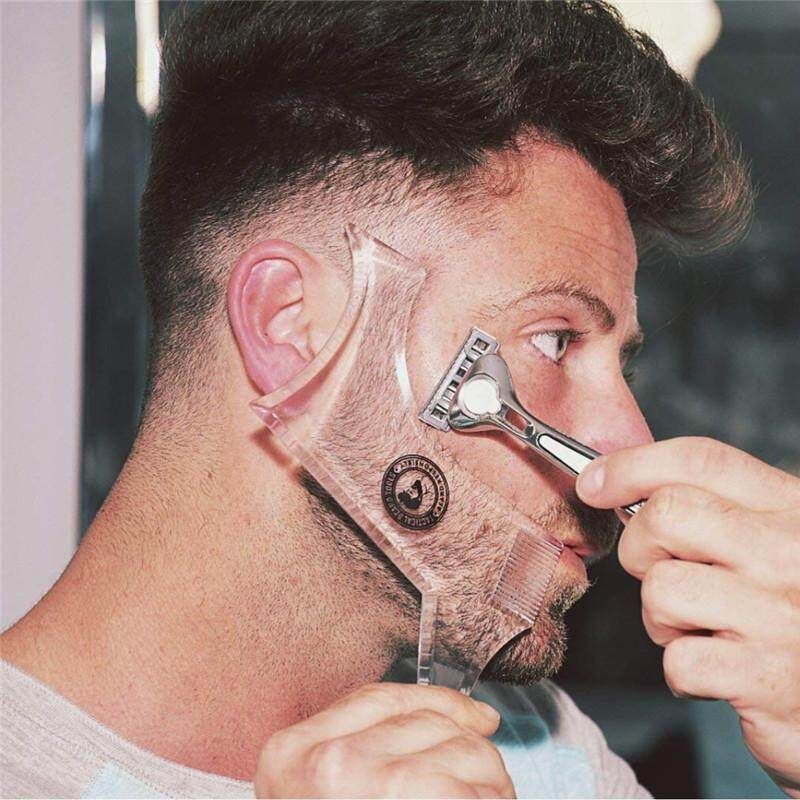 New Double-side Beard Shaping Styling Template ABS Beard Comb Men Shaving Tools For Hair Beard Trim Template Face Beauty Tool --Transparent