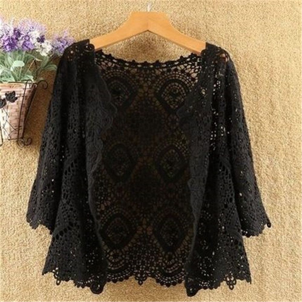 Y Hollow Lace Sunscreen Cardigan Sweater Women Wide Loose Air-style 10