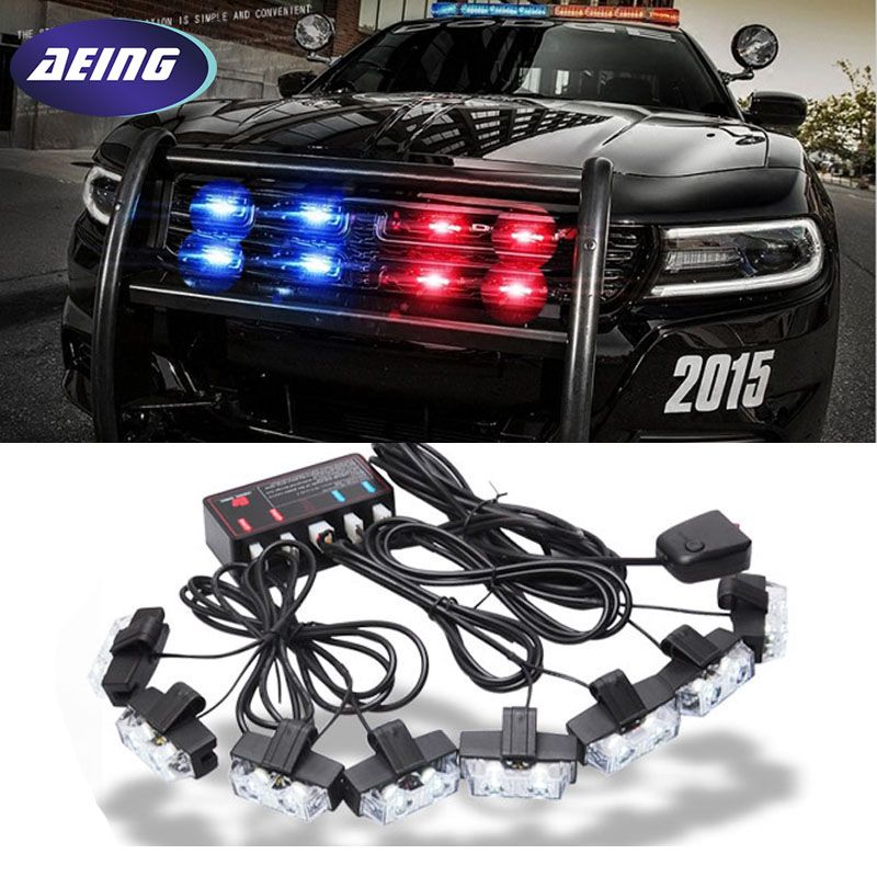 Aeing Red Blue Amber White 8x2 Police Car Led Flash Strobe