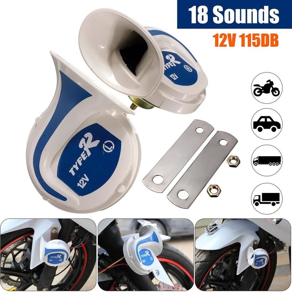 12V 115DB Electric Air Horn 18 Sounds Digital Electric Siren Loud Air Snail Horn For Car