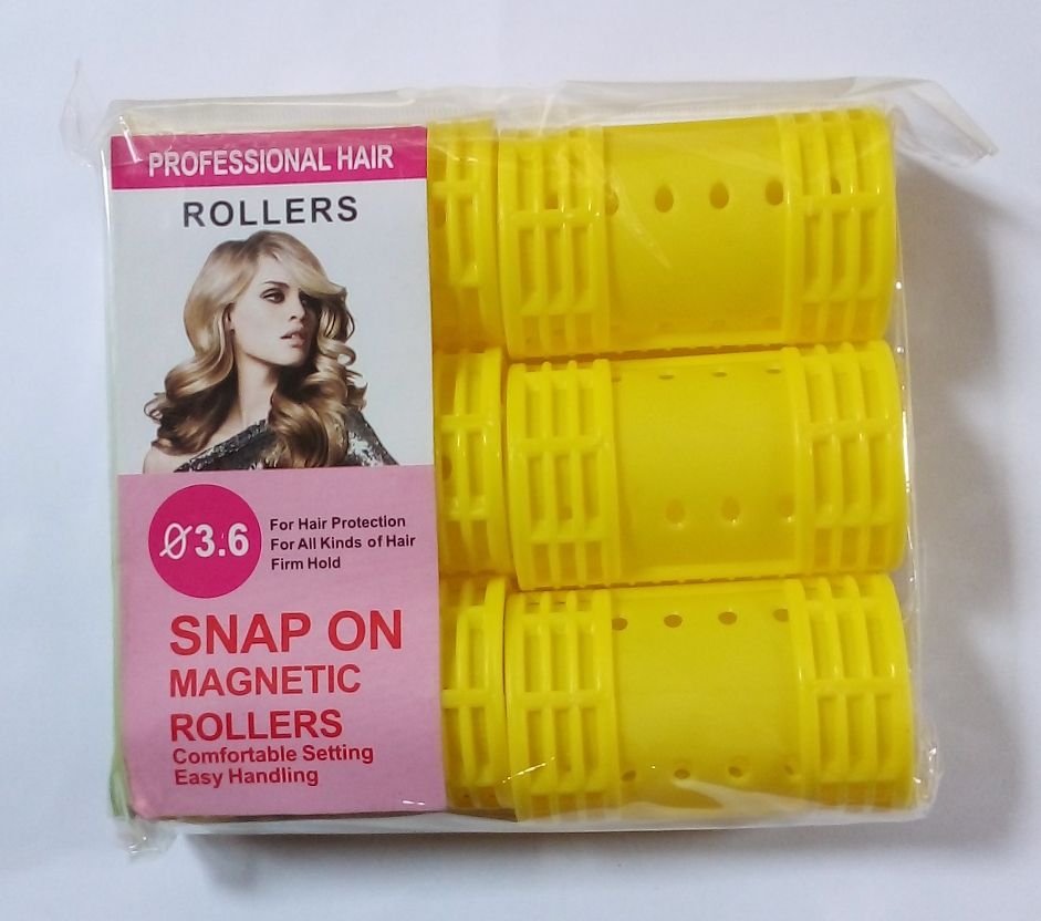 6PCS/SET PROFESSIONAL HAIR ROLLER, JUMBO, YELLOW