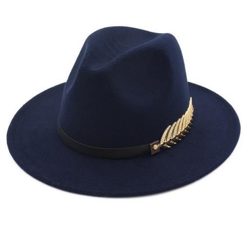 Luxury Superior Fedora Hat-Navy Blue