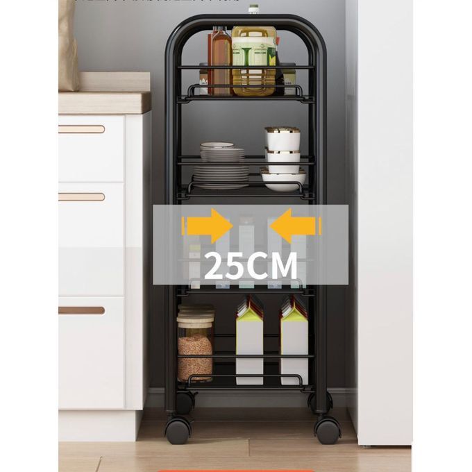 5-Tiers Standard Steel Trolley/Storage Rack - {Black}