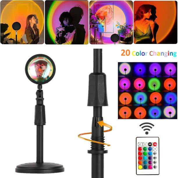 Romantic USB Powered Remote Control 20-Color Sunset Lamp/Projector Lamp Adjustable