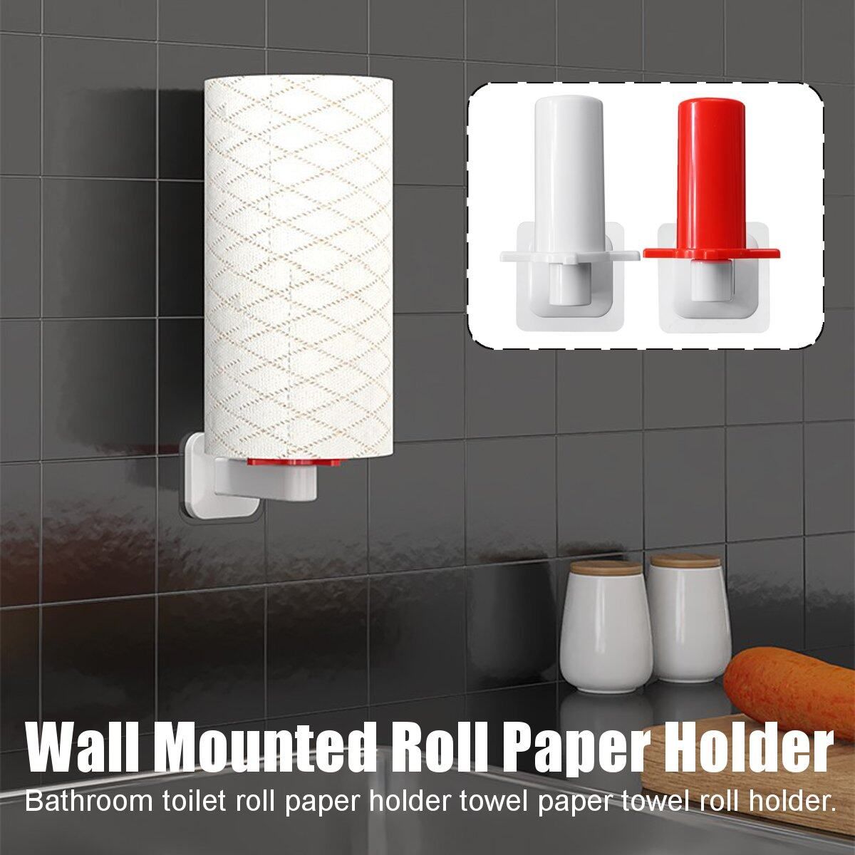 Roll Paper Holder Toilet Kitchen Tissue Towel Storage Organizer Hanging Rack White