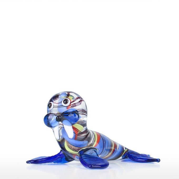 Tooarts Colorful Walrus Sculpture Handmade Glass Ornament-