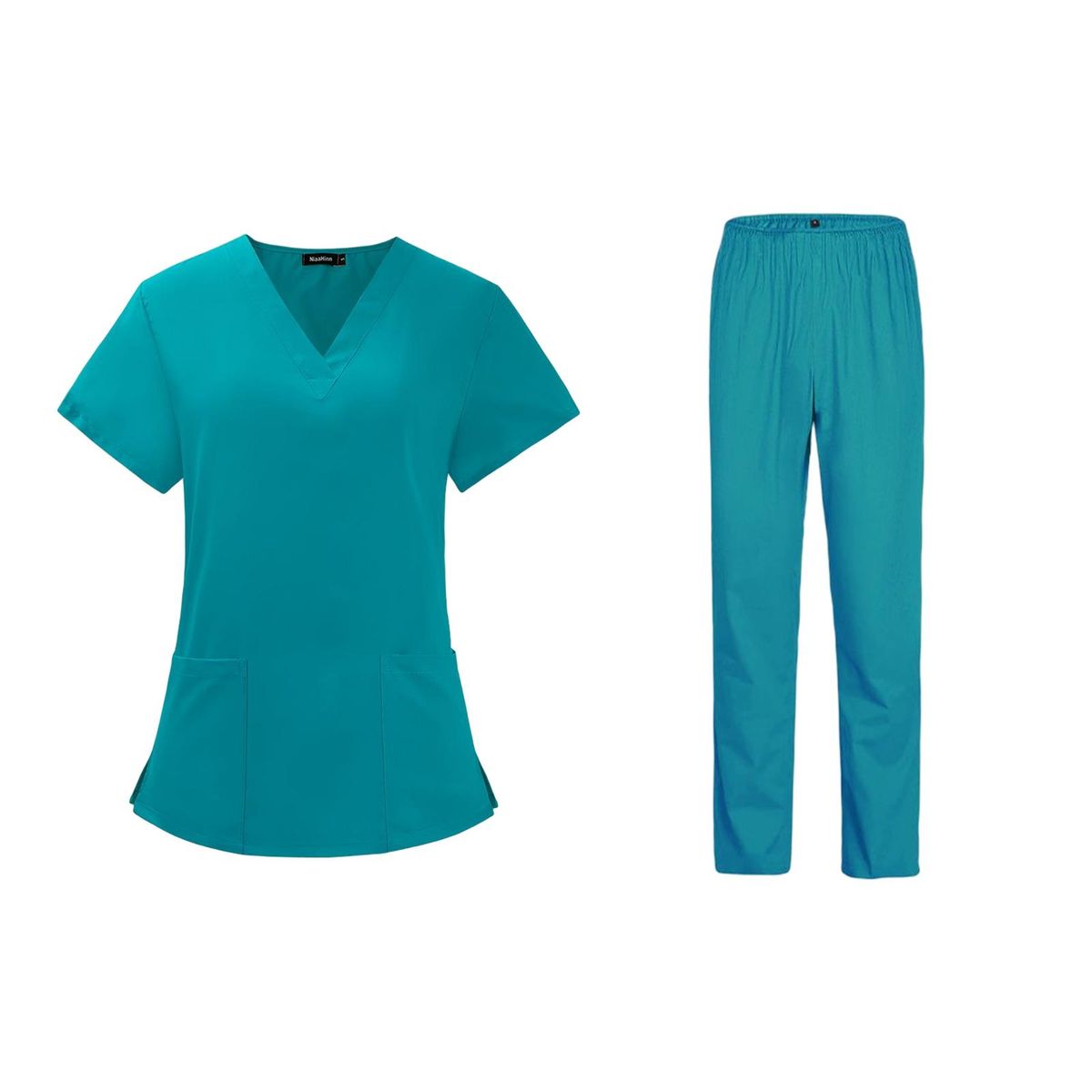 Scrubs Set For Women Stretch Scrub Top And Pants Nursing Blue S