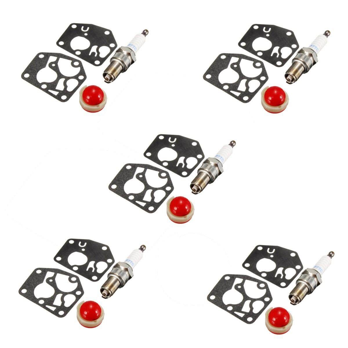 5pcs New Carburettor Carb Primer Bulb & Diaphragm Gasket & Plug Kit For Briggs & Stratton Engines