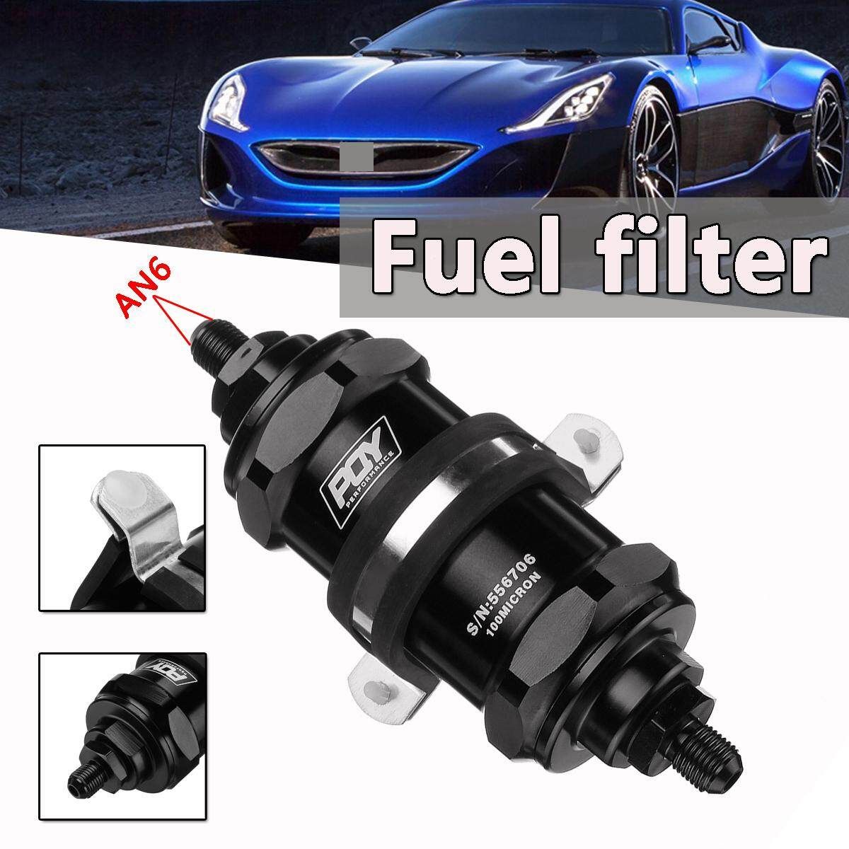 Universal Car Inline Fuel Filter E85 Ethanol W/ 100 Micron Inlet -6 AN / Outlet