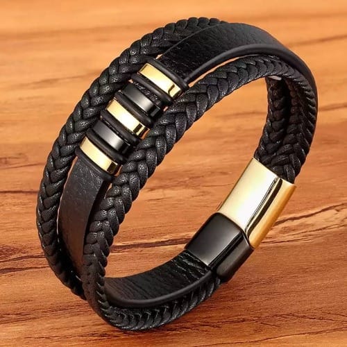 Classic Men Leather Multi-layer Bracelet- Brown