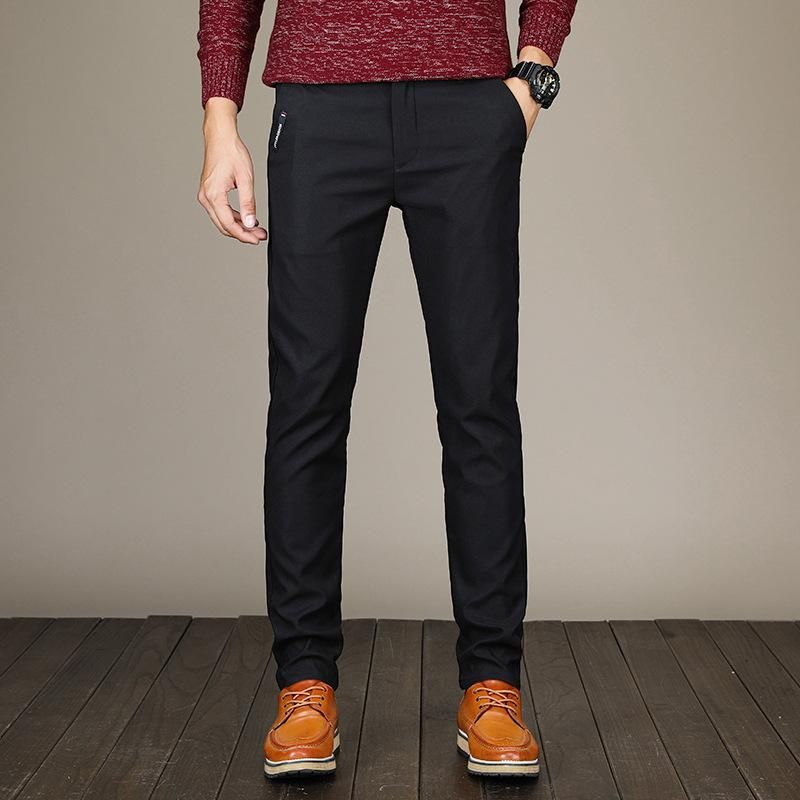 Business Elastic Pants for Man Casual Cotton Clothing Color Black Spring Spring