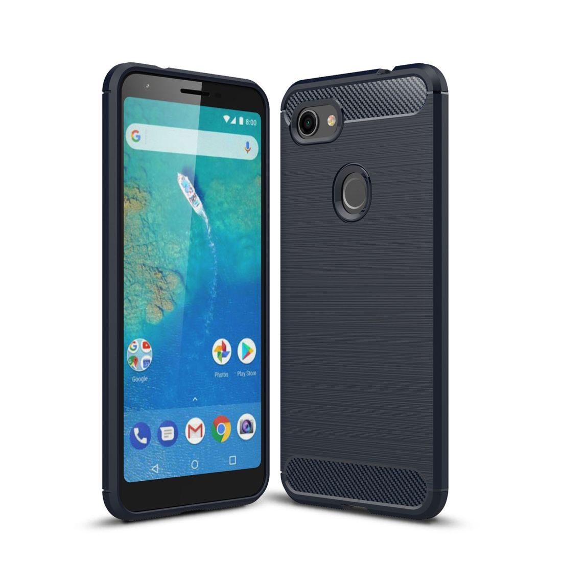 Brushed Texture Carbon Fiber Shockproof TPU Case For Google Pixel 3XL Lite(Navy Blue)