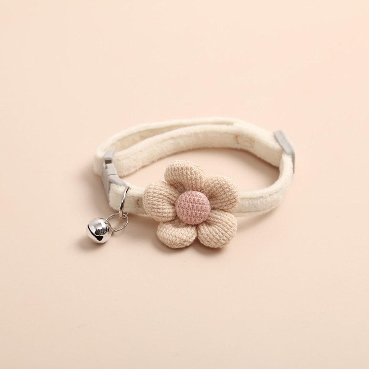 Cat Choker Necklace With  Collars Bell Apricot