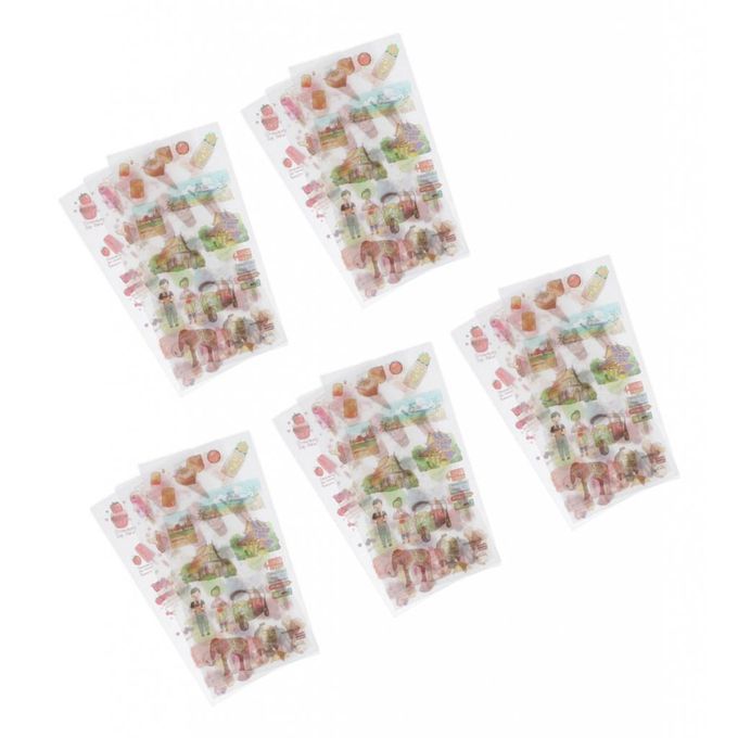 5 Sheets Leaves /Dogs/Food /City /Feather Sticker Washi Bangkok Food