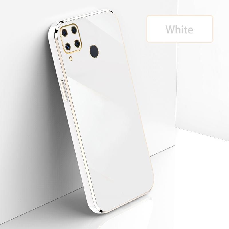 Ultra Thin Plating Phone Case for Realme C15 Lens Protection soft Phone Back Cover-White
