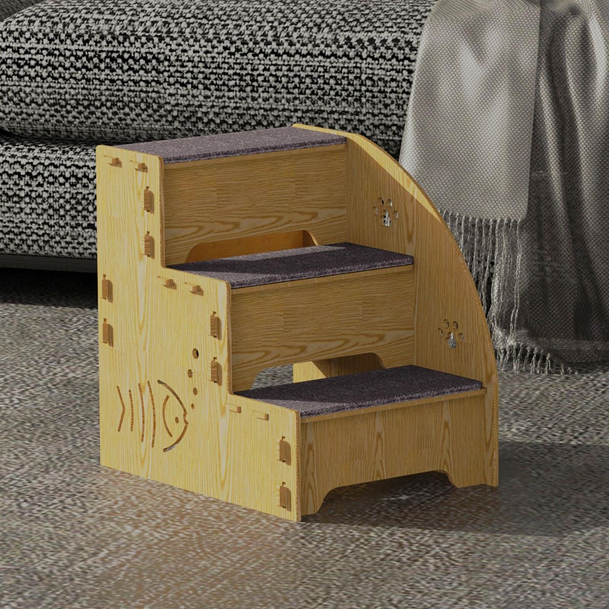 Dog Stairs Steps Pet Ladder Kitten Play For Tall Bed For SUV Wooden