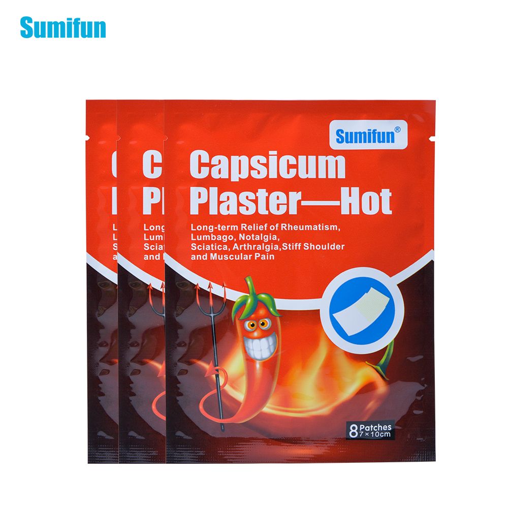 D0675 Pain For 64Pcs/8Bags Pain Back Relieving Strain Body Sumifun Neck Plaster Muscle Massage Pain Capsicum Hot Pain