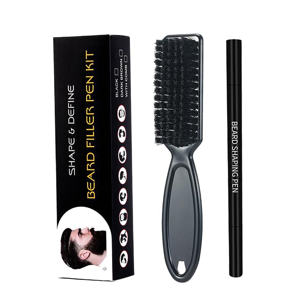 2 In 1 Sweatproof Natural Beard Filler Pen Long-lasting Pencil Black