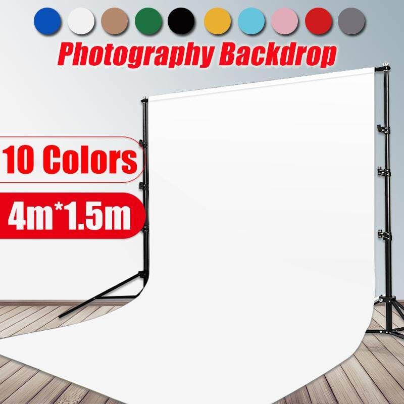 4m*1.5m Photography Screen Cotton Muslin Studio Photo Backdrop Background Stand White (white)