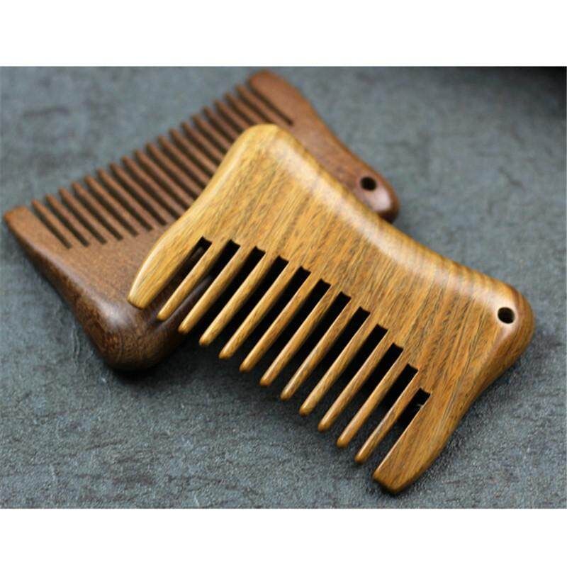 1pcs Pockets Wooden Comb Natural Sandalwood Anti-static Super Wide Tooth Beard Combs Small Hair Brush Hairstyling Massage Care Green Sandalwood