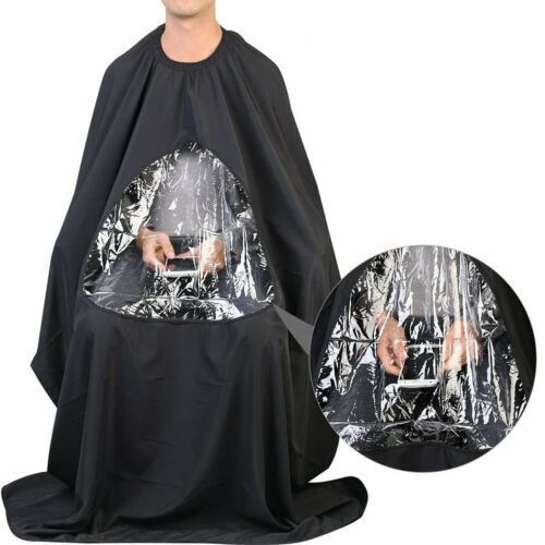 Hair Cutting Barber Cape With Window Phone Viewing Apron