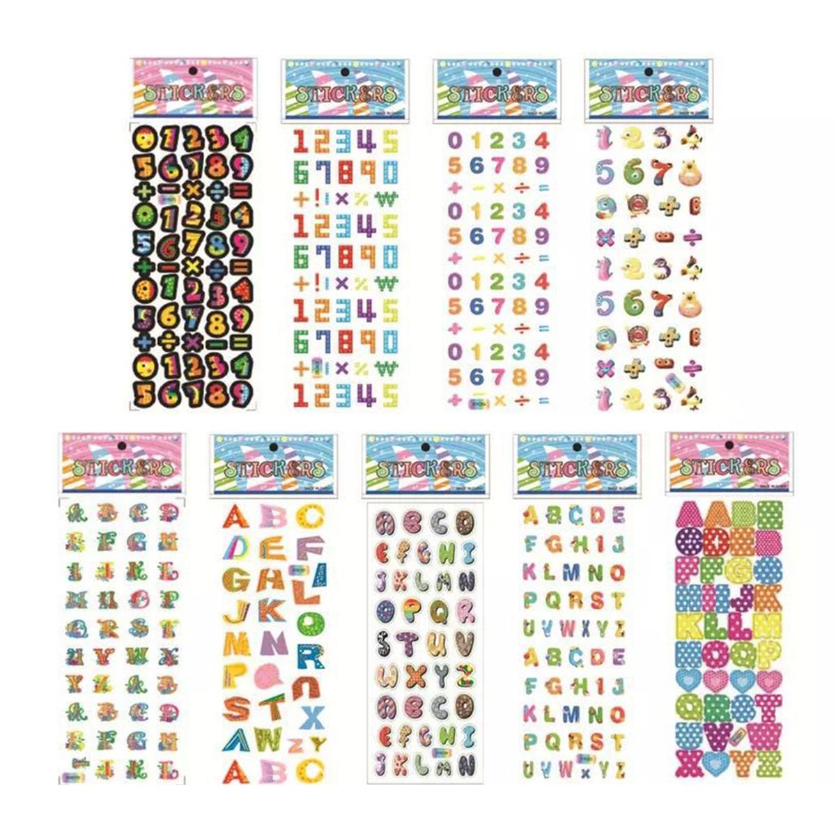 10Pcs Number Sticker Preschool Learning Alphabet Number Sticker Random Style