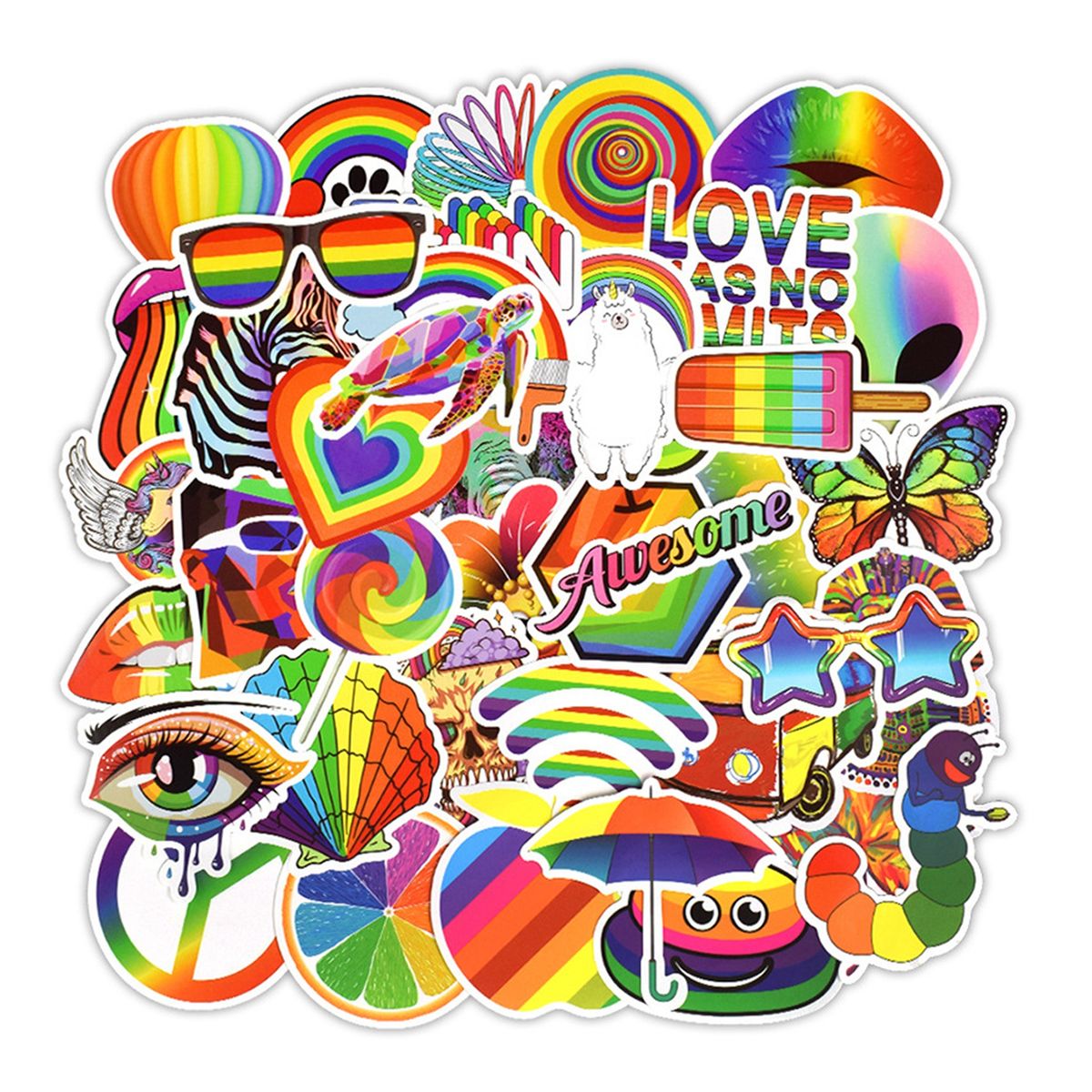 50Pcs Computer Decals Skateboard Phone Sticker Decal Mix Color