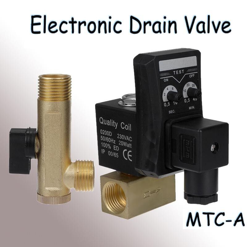 220V Automatic Electronic Timed Air Tank Water Moisture Drain Valve Compressor Black