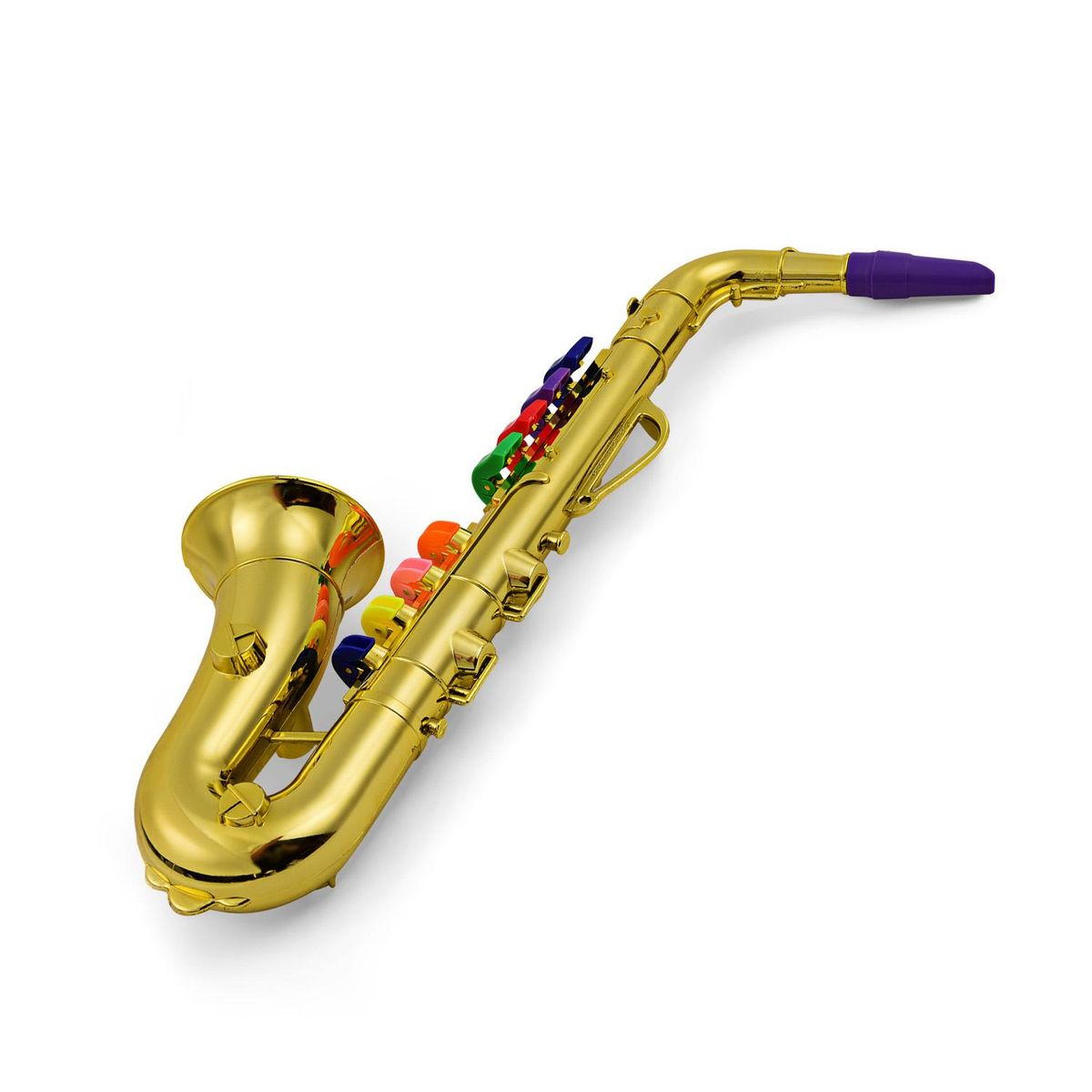 Saxophone Kids Musical Wind Instruments ABS Metallic Gold Saxophone with 8 Colored Keys