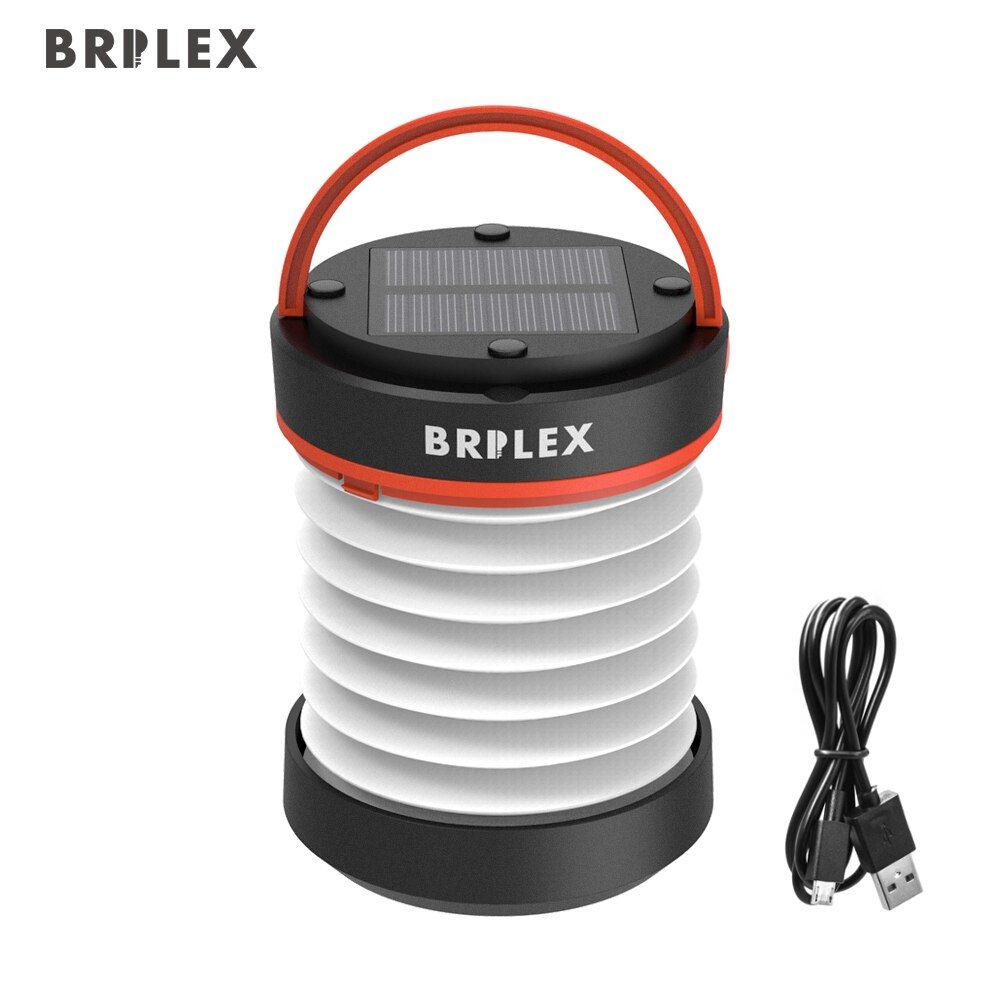 BRILEX Solar Lantern Portable LED Lamp USB Rechargeable Collapsible And Inflatable Waterproof IPX5 Light Outdoor Camping Light