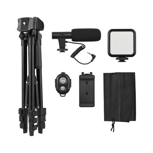 Phone Vlog Video Kit With Height Adjustable Tripod