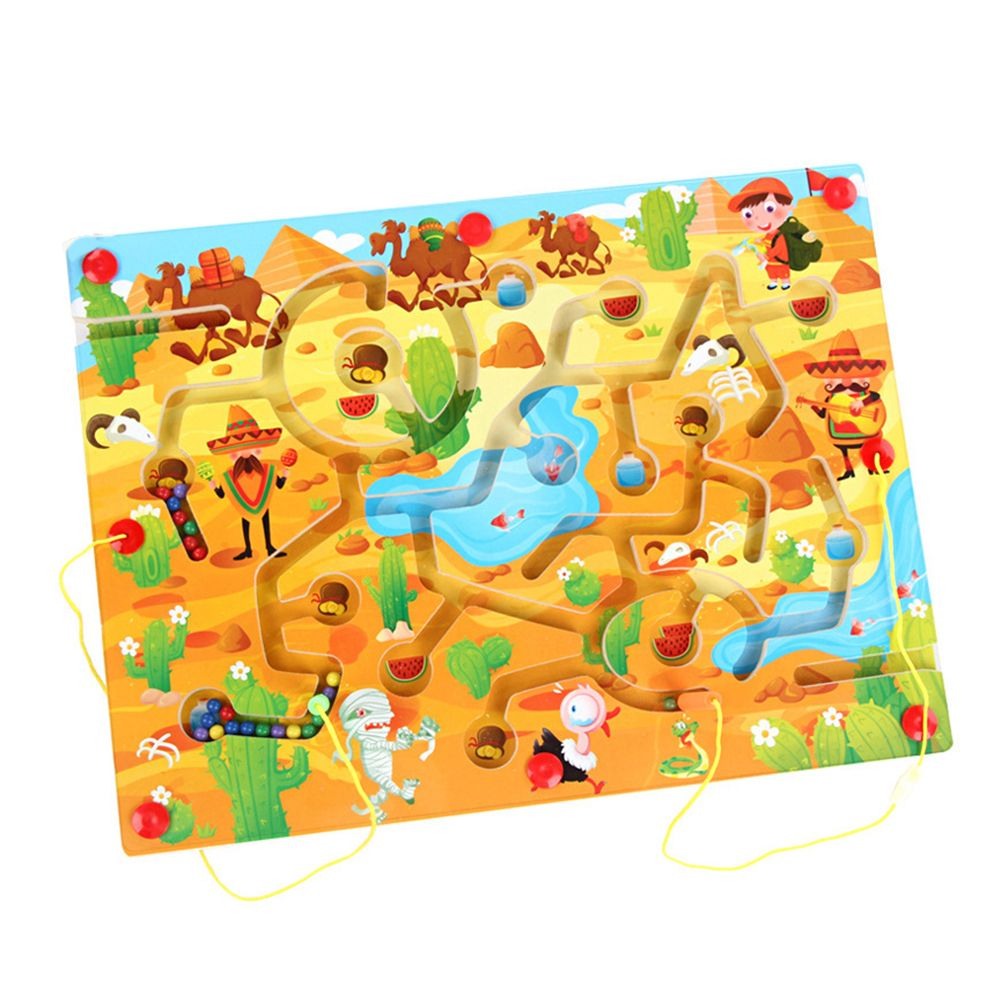 Space City Magnetic Maze Board Running Beads Puzzle Game-