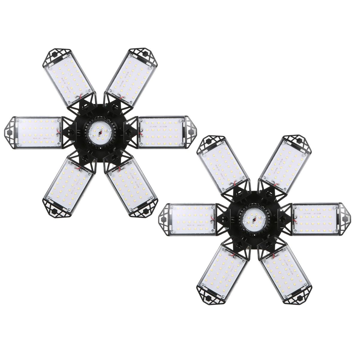Neoglint 2PCS A C85-265V 160W 152LEDs Garage Light with 6 Adjustable Panels Deformable Folding Foldable Ceiling Lamp E26/E27 Base Socket Holder for Garage Warehouse Workshop Basement Gym Kitchen