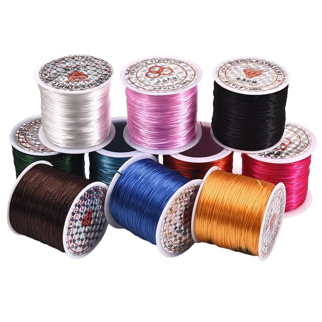 50m Roll 0.3mm X 1mm Crystal Elastic Beading Bead String Cord DIY Jewelry Knit Wire High Quality For Jewelry Making